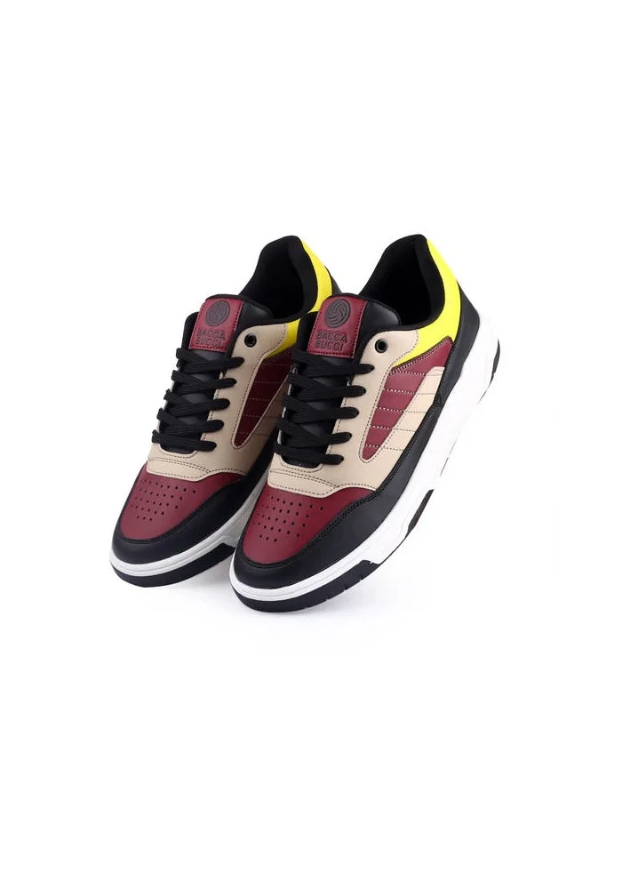 Bacca Bucci Black and Maroon Downtown Dynamo Low-Top Sneakers for Men | Best Price UAE